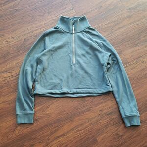 Vuori Gray Chic Edgy Feminine Lounge Streetwear Half Zip Sweatshirt Size XSmall